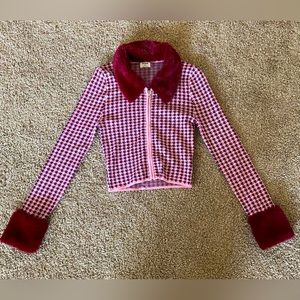 Pink/Maroon Zip-Up Top